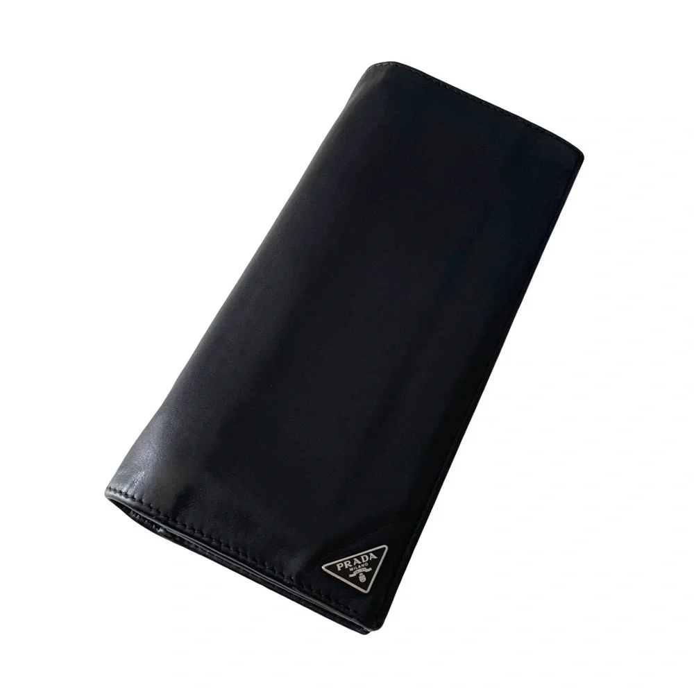 Prada black soft calfskin leather vertical breast pocket wallet